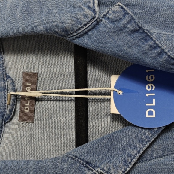 DL1961 NWT Premium Denim Alba Rolled Cuff Short Sleeve Belted Jumpsuit Size Sm - Picture 6 of 16